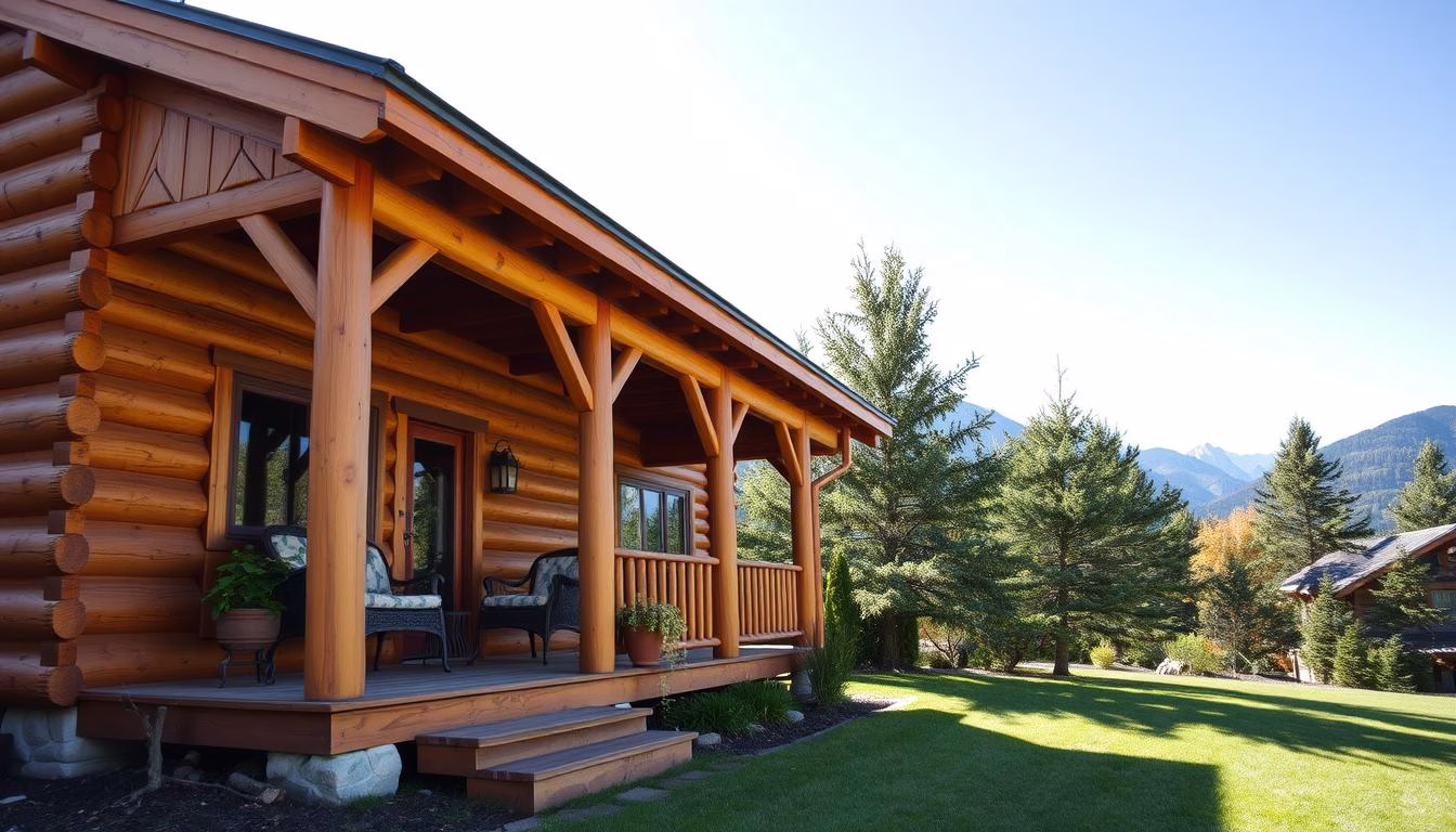 Prefabricated Log Cabin With Large Porch For Vacation Home
