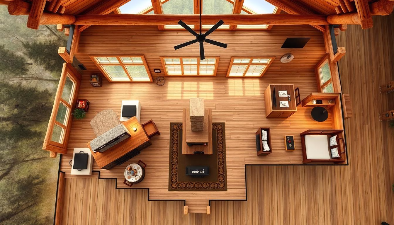 Single Story Log Home Plans