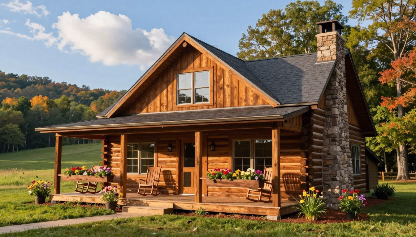 Log cabin on Georgia mountain side