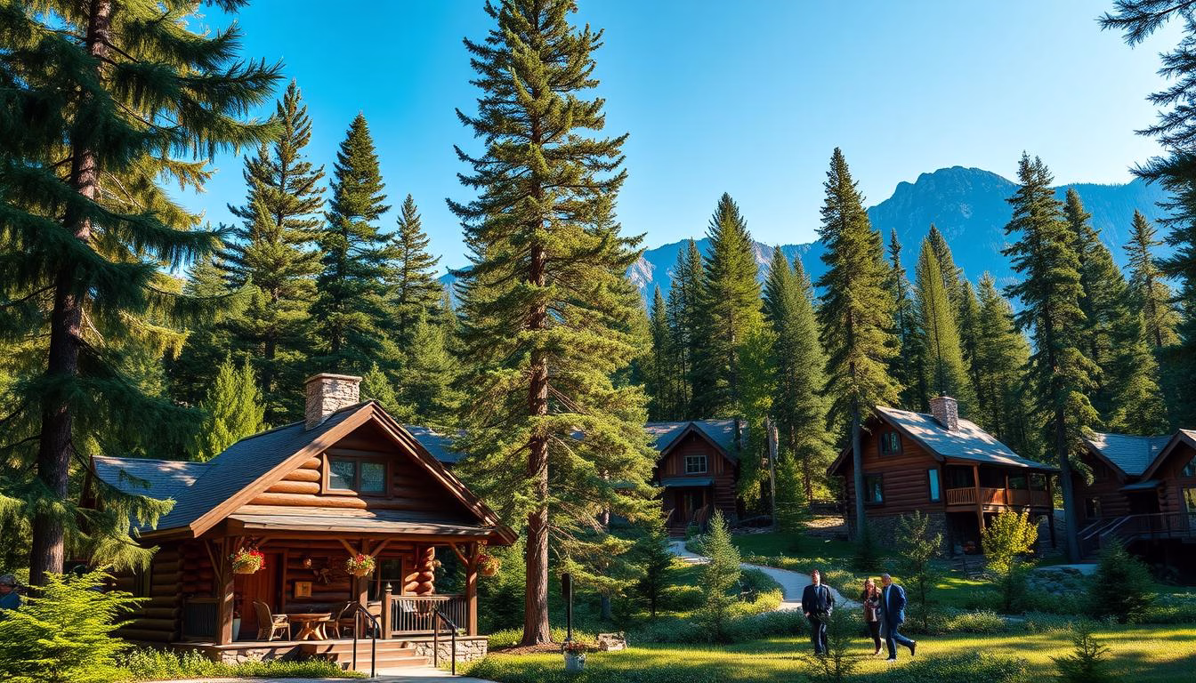 mountainside log cabin