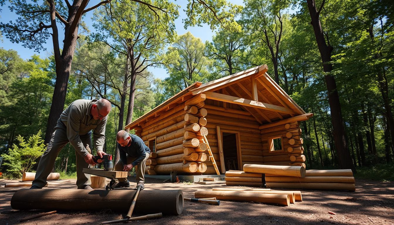 How to build a log cabin in the woods cheap
